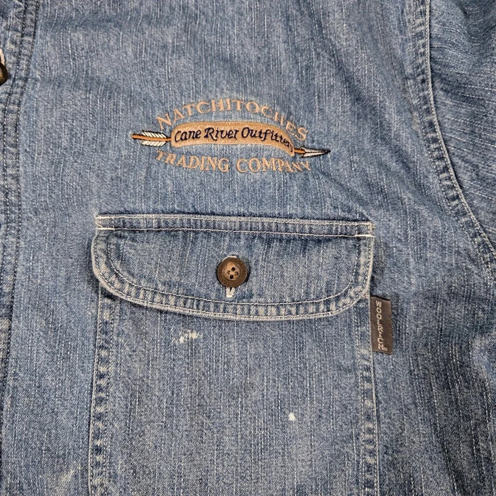 Vintage 90s Woolrich Fleece Lined Denim Shirt Large Made in Hong Kong Shacket